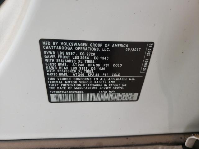 1V2NR2CA0JC525084 - 2018 VOLKSWAGEN ATLAS SEL Ağ foto 10