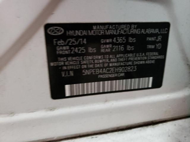 5NPEB4AC2EH902823 - 2014 HYUNDAI SONATA GLS WHITE photo 10