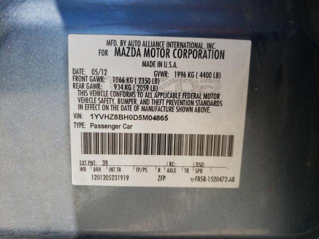 1YVHZ8BH0D5M04865 - 2013 MAZDA 6 SPORT BLUE photo 10