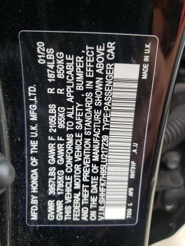 SHHFK7H95LU217239 - 2020 HONDA CIVIC SPOR BLACK photo 10