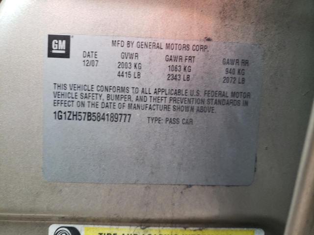 1G1ZH57B584189777 - 2008 CHEVROLET MALIBU 1LT 金色 照片 10