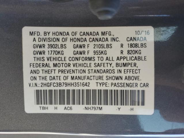 2HGFC3B79HH351642 - 2017 HONDA CIVIC EXL Boz foto 10