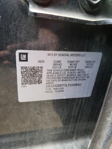 1G1ZG5ST7LF153945 - 2020 CHEVROLET MALIBU RS 灰色 照片 10