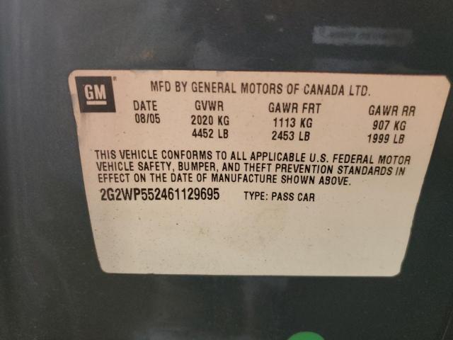 2G2WP552461129695 - 2006 PONTIAC GRAND PRIX ლურჯი ფოტო 10