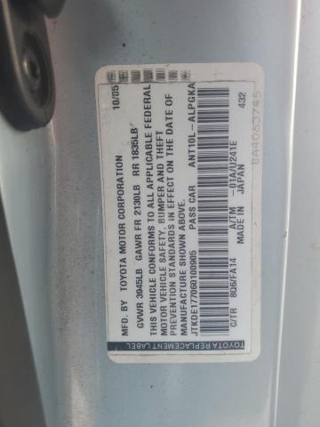 JTKDE177060100905 - 2006 TOYOTA SCION TC ტურკოუსი ფოტო 10