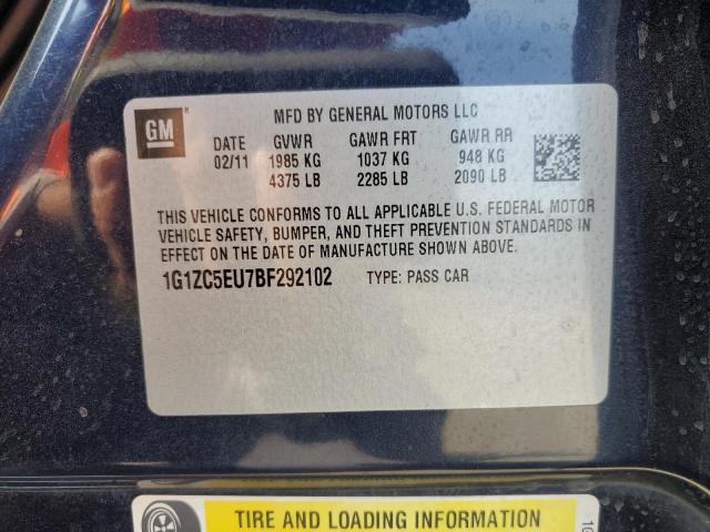 1G1ZC5EU7BF292102 - 2011 CHEVROLET MALIBU 1LT ლურჯი ფოტო 10