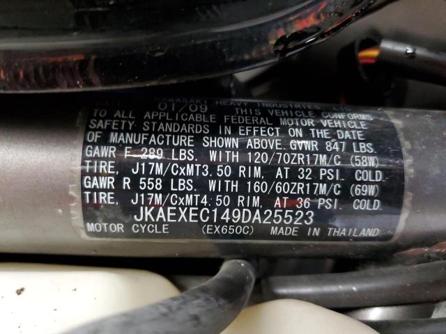 JKAEXEC149DA25523 - 2009 KAWASAKI EX650 C 黑色 照片 10