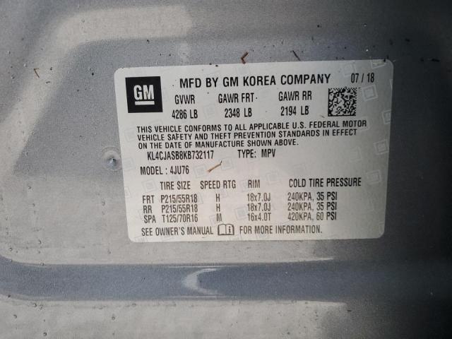 KL4CJASB8KB732117 - 2019 BUICK ENCORE PRE GRAY photo 10