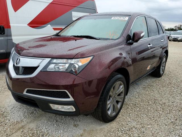 2HNYD2H66DH509873 - 2013 ACURA MDX ADVANC BURGUNDY photo 2
