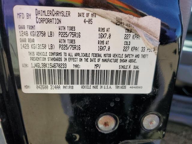 1J4GL38K15W670233 - 2005 JEEP LIBERTY RE Qara foto 10