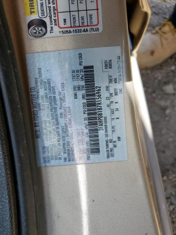 3FAHP08187R156962 - 2007 FORD FUSION SEL GOLD photo 10