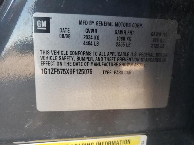 1G1ZF575X9F125076 - 2009 CHEVROLET MALIBU HYB GRAY photo 10