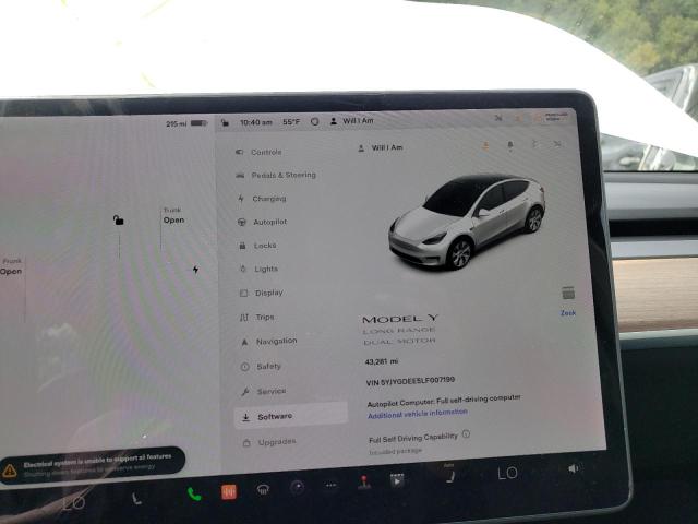 5YJYGDEE5LF007199 - 2020 TESLA MODEL Y Белый фото 8