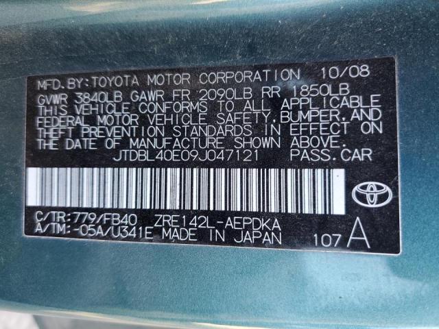 JTDBL40E09J047121 - 2009 TOYOTA CAROLLA TEAL photo 10