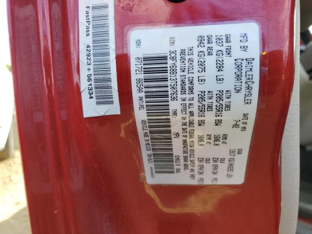 3C8FY68B13T507636 - 2003 CHRYSLER PT CRUISER MAROON photo 10