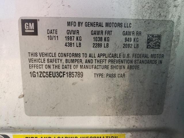 1G1ZC5EU3CF185789 - 2012 CHEVROLET MALIBU 1LT ვერცხლისფერი ფოტო 10