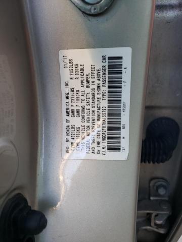 1HGCR2F87HA155793 - 2017 HONDA ACCORD EXL GOLD photo 10