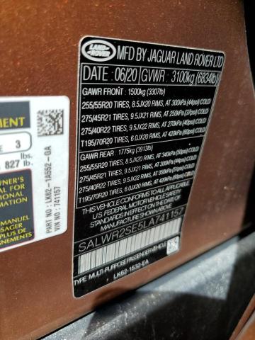 SALWR2SE5LA741157 - 2020 LAND ROVER RANGE ROVE ORANGE photo 10