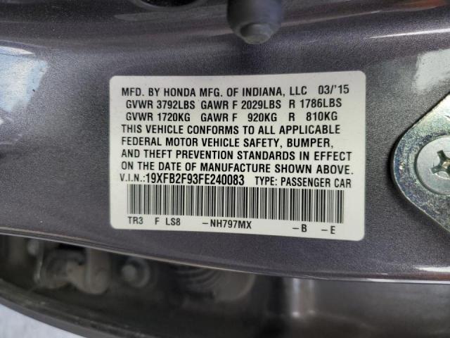 19XFB2F93FE240083 - 2015 HONDA CIVIC EXL 灰色 照片 10