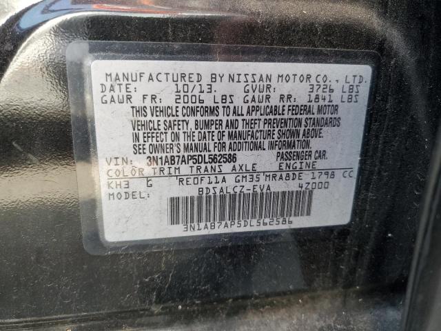 3N1AB7AP5DL562586 - 2013 NISSAN SENTRA BLACK photo 10