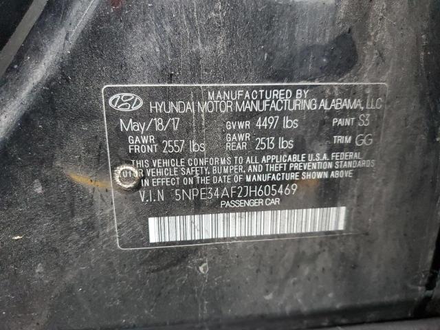 5NPE34AF2JH605469 - 2018 HYUNDAI SONATA SPO BLACK photo 10