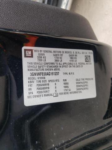 3GNVKFE00AG161237 - 2010 CHEVROLET AVALANCHE BLACK photo 10