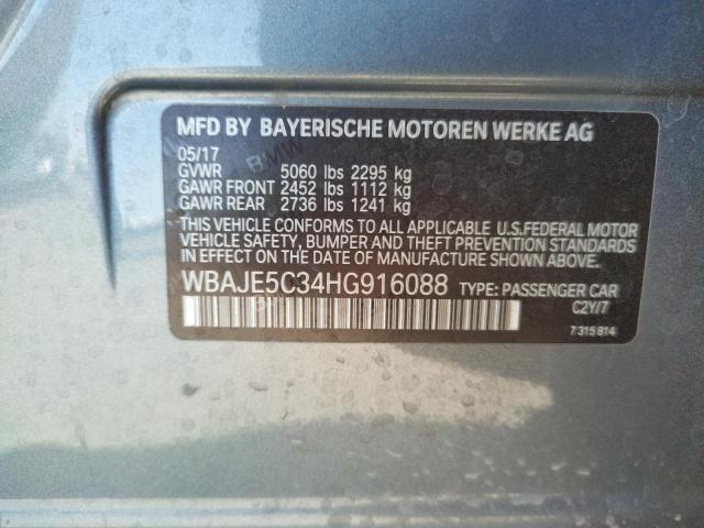 WBAJE5C34HG916088 - 2017 BMW 540 I GRAY photo 10