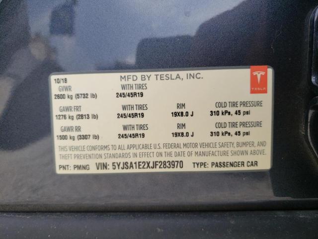 5YJSA1E2XJF283970 - 2018 TESLA MODEL S Mavi foto 10