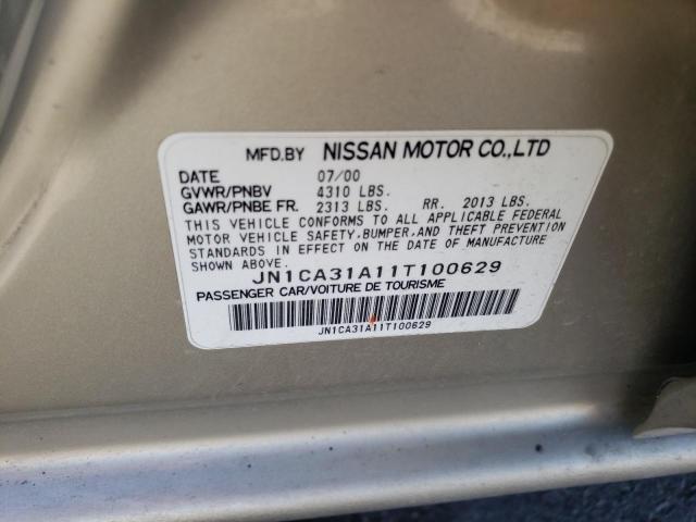 JN1CA31A11T100629 - 2001 NISSAN MAXIMA GXE GOLD photo 10