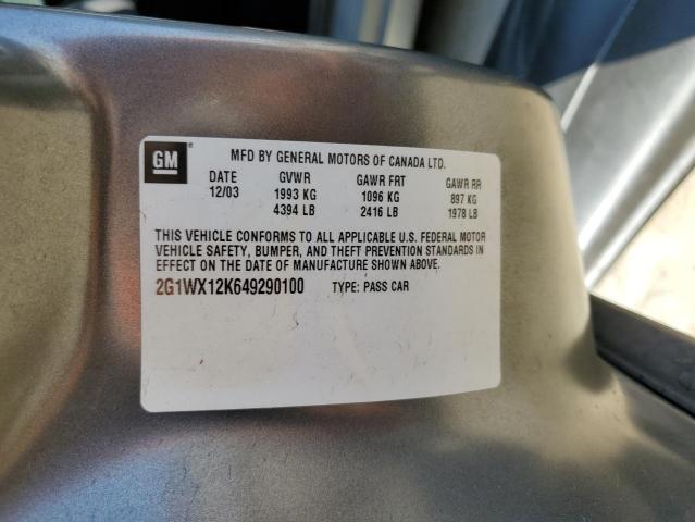 2G1WX12K649290100 - 2004 CHEVROLET MONTE CARLO SS  ფოტო 12