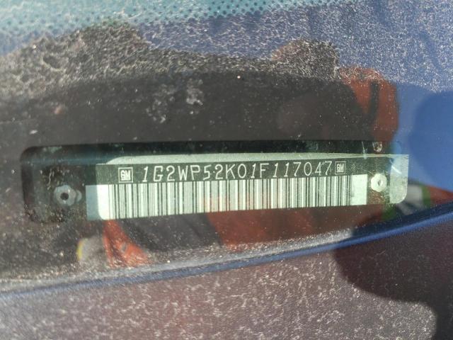 1G2WP52K01F117047 - 2001 PONTIAC GRAND PRIX SILVER photo 10