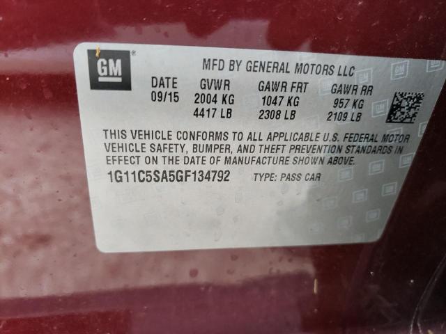 1G11C5SA5GF134792 - 2016 CHEVROLET MALIBU LIM 栗色 照片 10