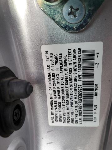 19XFB2F75FE029787 - 2015 HONDA CIVIC SE SILVER photo 10