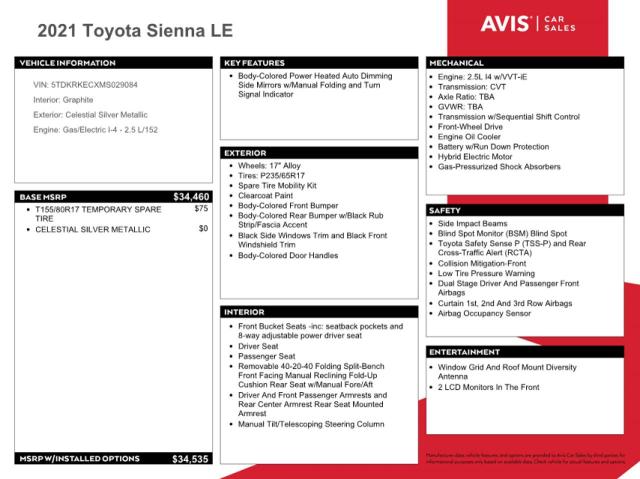 5TDKRKECXMS029084 - 2021 TOYOTA SIENNA LE SILVER photo 10