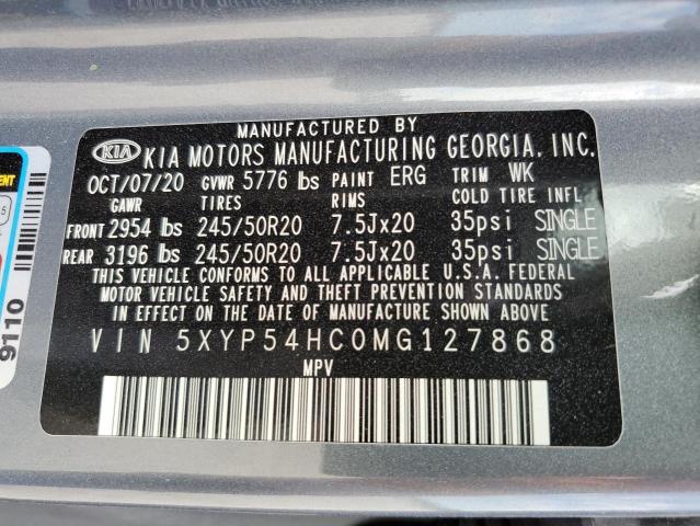 5XYP54HC0MG127868 - 2021 KIA TELLURIDE SILVER photo 10