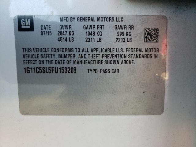 1G11C5SL5FU153208 - 2015 CHEVROLET MALIBU 1LT თეთრი ფოტო 10