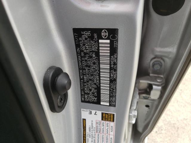 JTDKARFP2H3059317 - 2017 TOYOTA PRIUS PRIM 银色 照片 10