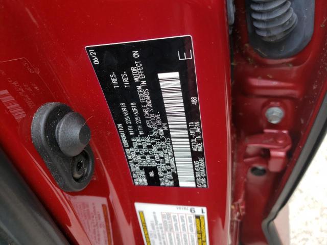 JTJGARBZ1M5032473 - 2021 LEXUS NX 300 BAS 红色 照片 10