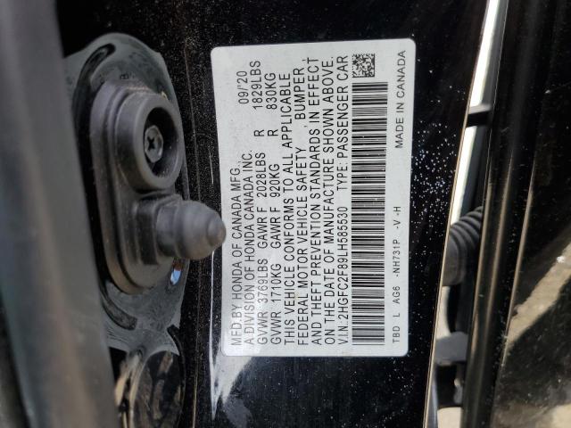 2HGFC2F89LH585530 - 2020 HONDA CIVIC SPOR BLACK photo 10