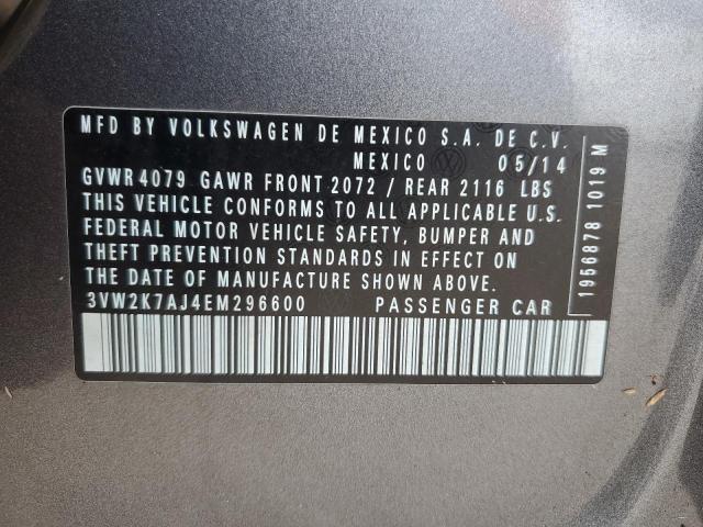 3VW2K7AJ4EM296600 - 2014 VOLKSWAGEN JETTA BASE CHARCOAL photo 10
