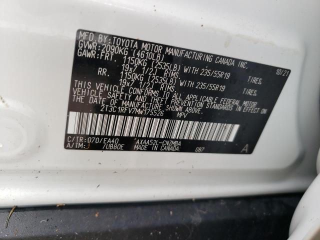 2T3C1RFV7MW175526 - 2021 TOYOTA RAV4 XLE P WHITE photo 10