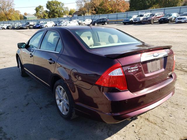 3FAHP0JG8BR187880 - 2011 FORD FUSION SEL BURGUNDY photo 3