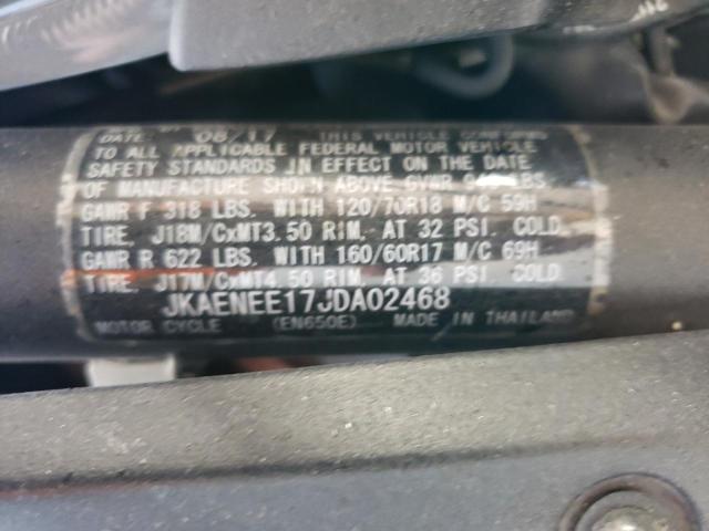 JKAENEE17JDA02468 - 2018 KAWASAKI EN650 E GRAY photo 10