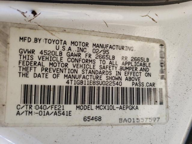 4T1GB11E8SU022540 - 1995 TOYOTA AVALON XLS WHITE photo 10