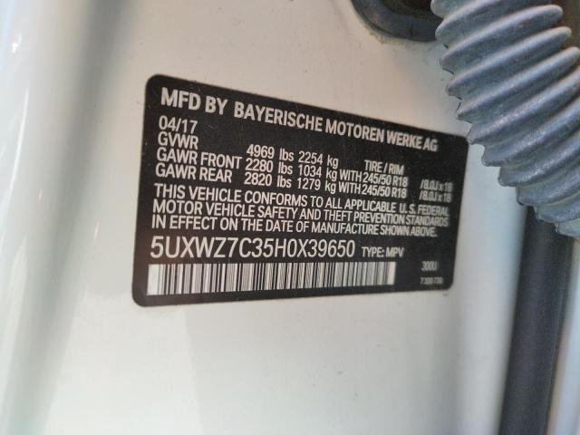 5UXWZ7C35H0X39650 - 2017 BMW X3 SDRIVE2 WHITE photo 10