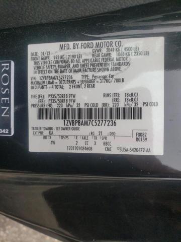 1ZVBP8AM7C5277236 - 2012 FORD MUSTANG BLACK photo 10