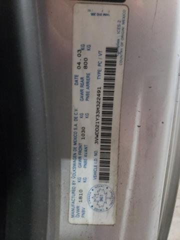 3VWDD21Y33M322491 - 2003 VOLKSWAGEN NEW BEETLE 银色 照片 10