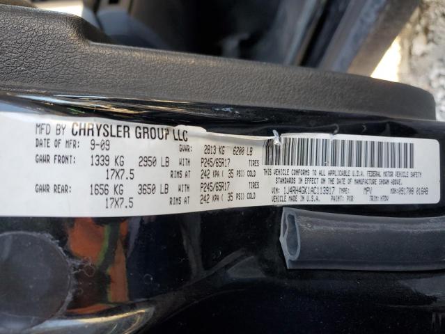 1J4RH4GK1AC113917 - 2010 JEEP COMMANDER 黑色 照片 10