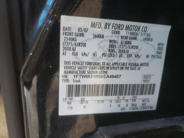 1FTWW31R58EA49457 - 2008 FORD F350 SRW S BLACK photo 10