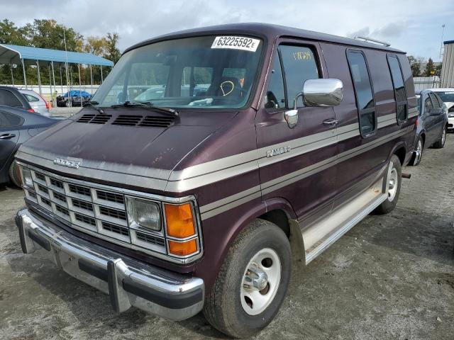 2B6HB21X1PK528034 - 1993 DODGE D250 CR CC BURGUNDY photo 2